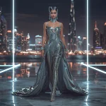 Avant-Garde Metallic Goddess in Futuristic Dubai | chatgpt prompt examples