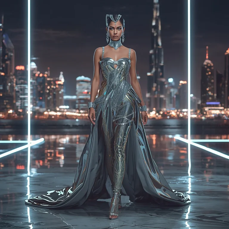 Avant-Garde Metallic Goddess in Futuristic Dubai | chatgpt prompt examples — AI image prompt