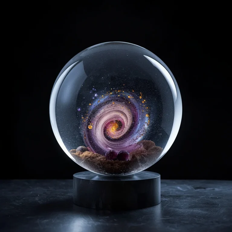 Concept Culinary Sculpture: A Frozen Galaxy Held Inside a Diamond Sphere | AI image prompt examples — AI image prompt