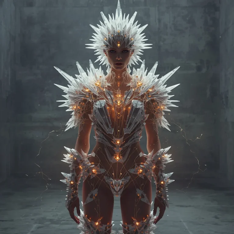 High-Fashion Armor Of Anti-Gravity Crystalline Shards And Threads | Prompt seen photo editing chatgpt aesthetic — AI image prompt
