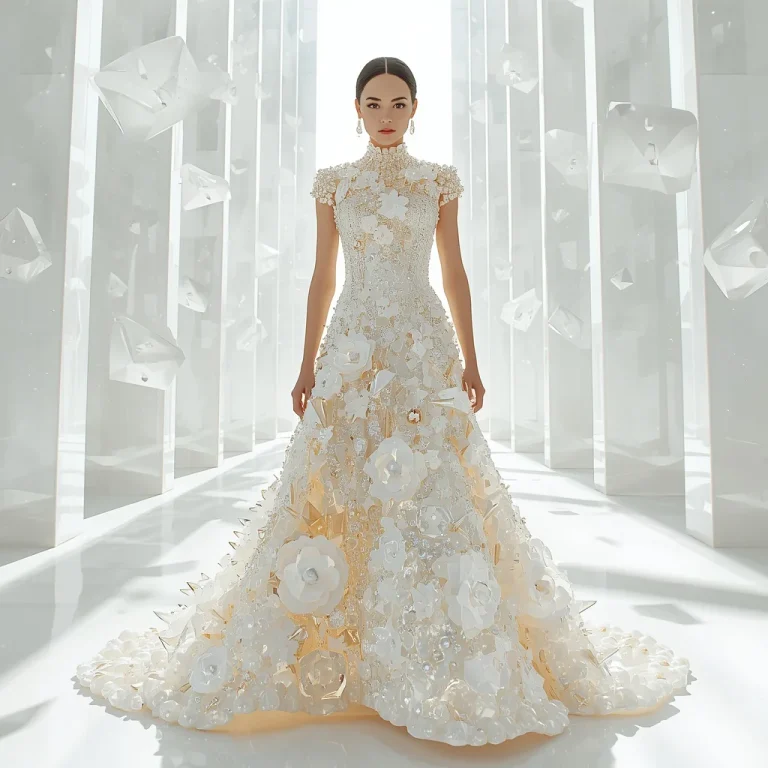 Liquid Pearl Goddess in a Bright White Palace of Floating Geometric Glass | reel ai prompt — AI image prompt