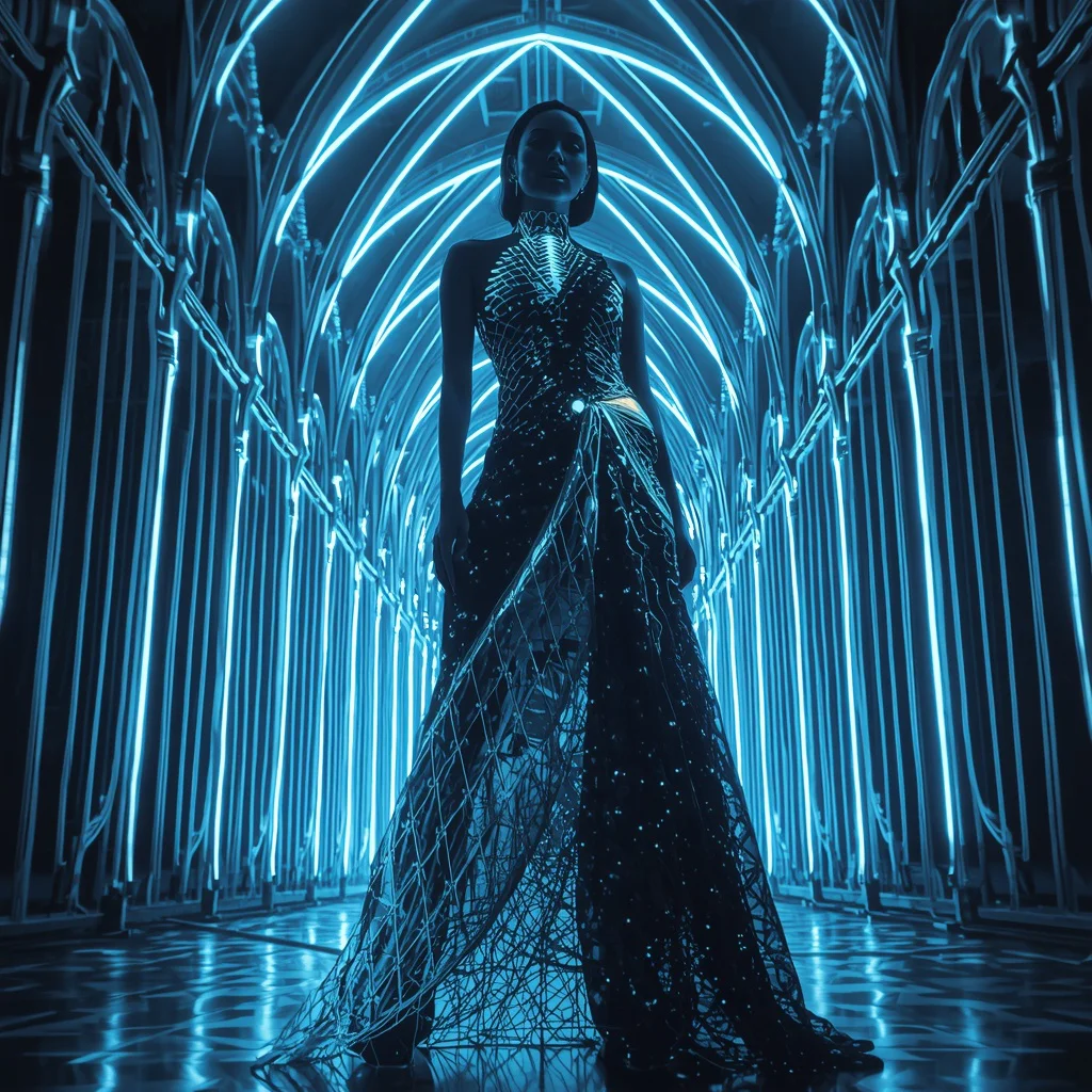 Quantum Bone Alloy Saree with Synthetic Spine Cathedral Light Grid Core | prompt for gemini ai girl style trending instagram