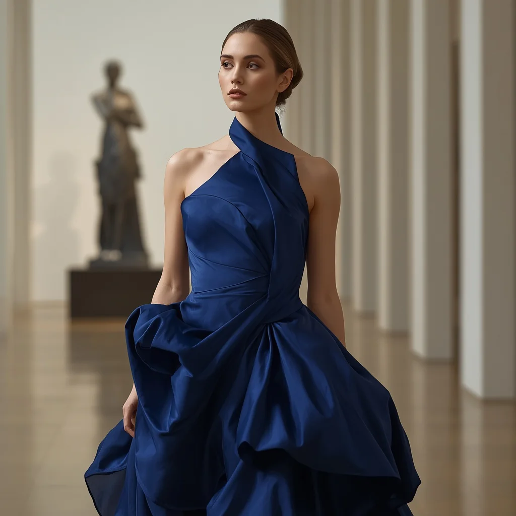 Architectural Draping: A Modern Art Piece in Blue — AI image prompt